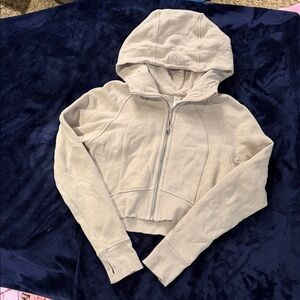 Lululemon Light Beige Cropped Zip Hoodie